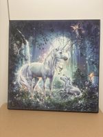 Wandbild Einhorn mit Rahmen, quadratisch, guter Zustand
