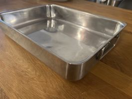 Edelstahl Bratrohrform mit Griffen gebraucht 