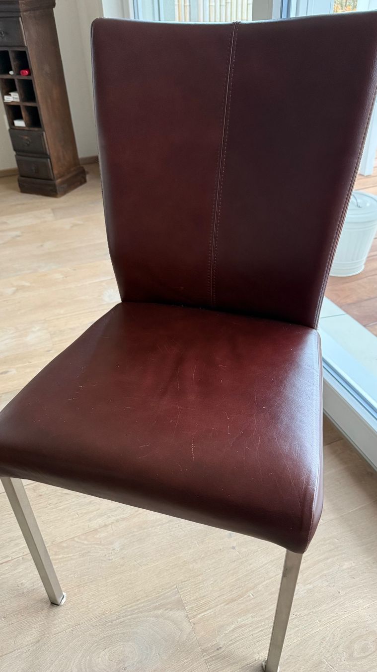 Stühle: Edle Lederstühle, 6 Stk., braun – Gebraucht aus Neftenbach von Patstang 4