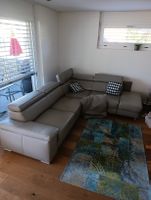 Ecksofa Leder grau mit verstellbaren Kopfstützen gebraucht