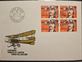 Flugpionier-Ersttagsbriefe Schweiz 1977, 5 Stk. Briefmarken