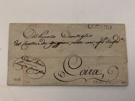 1805 Wi. 3715c Langstempel Lugano Beleg nach Chur, Siegel