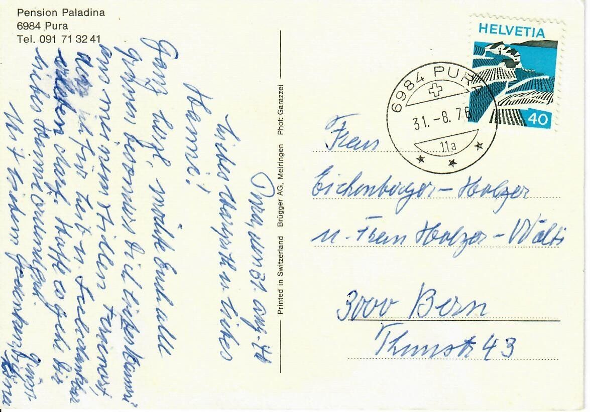 Cartoline postali: Pension Paladina - Pura – Usato da Hochdorf venduto da Ziegel-16 1