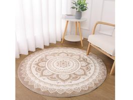 Runder Teppich, weich, rutschfest 120cm, Boho Design br/ws