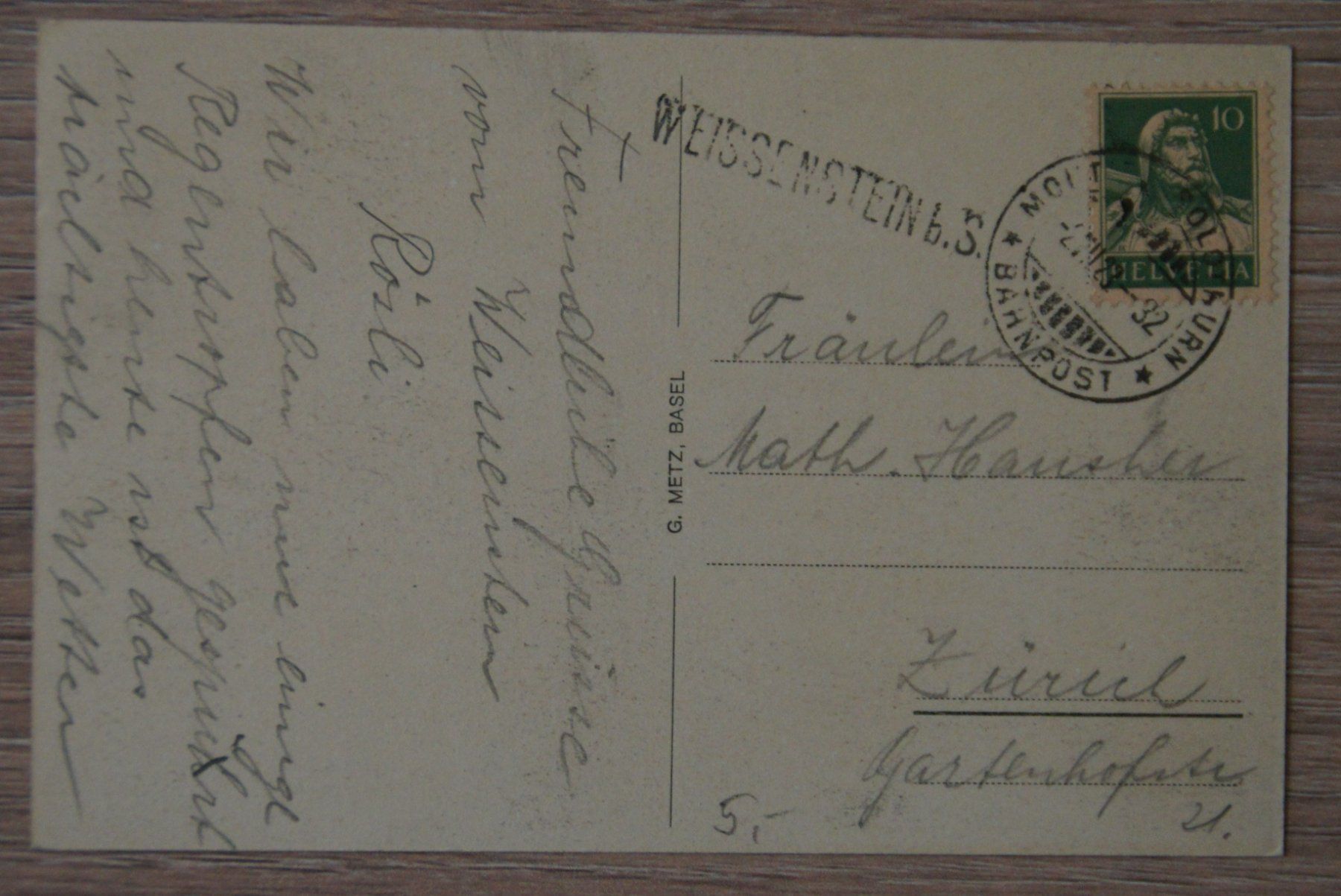 Cartoline postali: Kurhaus Weissenstein, 1932 – Usato da St. Margrethen SG venduto da maege07 1
