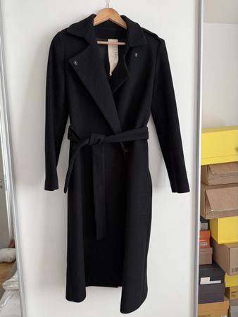 Langer Wollmantel ANNIE P „Londra“ Grösse IT40 schwarz,