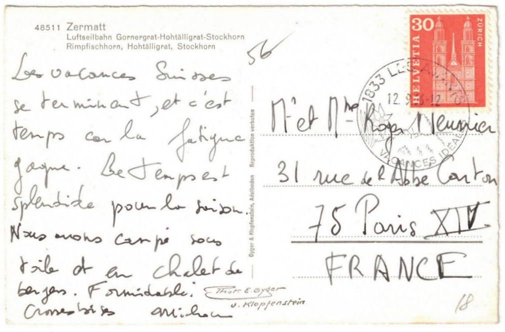 Cartoline postali: Zermatt - Luftseilbahn Gornergrat--Hochtälli – Usato da Binningen venduto da Mountainrider 1