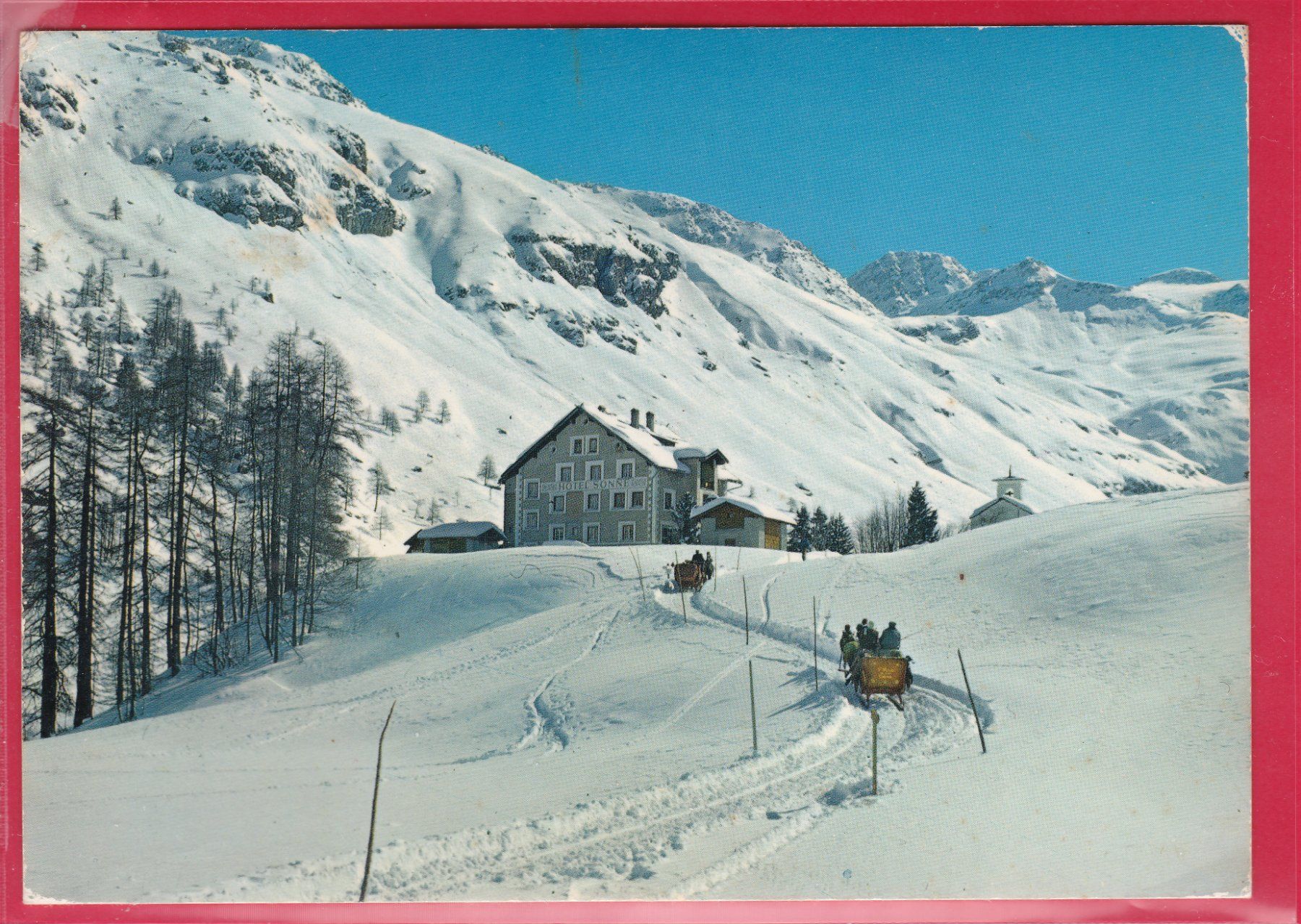 Ansichtskarten: FEX 1980m, HOTEL SONNE, 8.3.1977 – Gebraucht aus Oberrieden von Gebirgsstelze