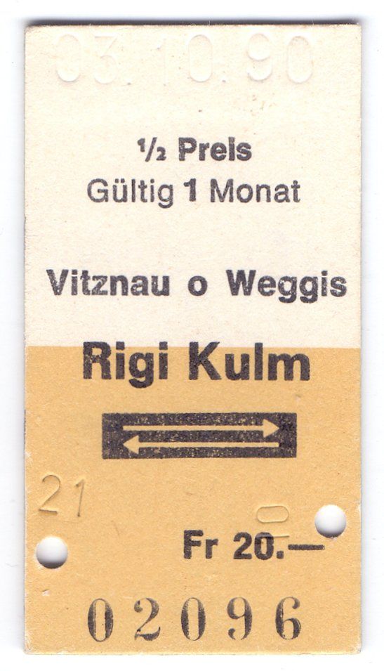 Biglietti: Billette Vitznau o Weggis - Rigi Kulm – Usato da Langenthal venduto da Sammlungs_aus