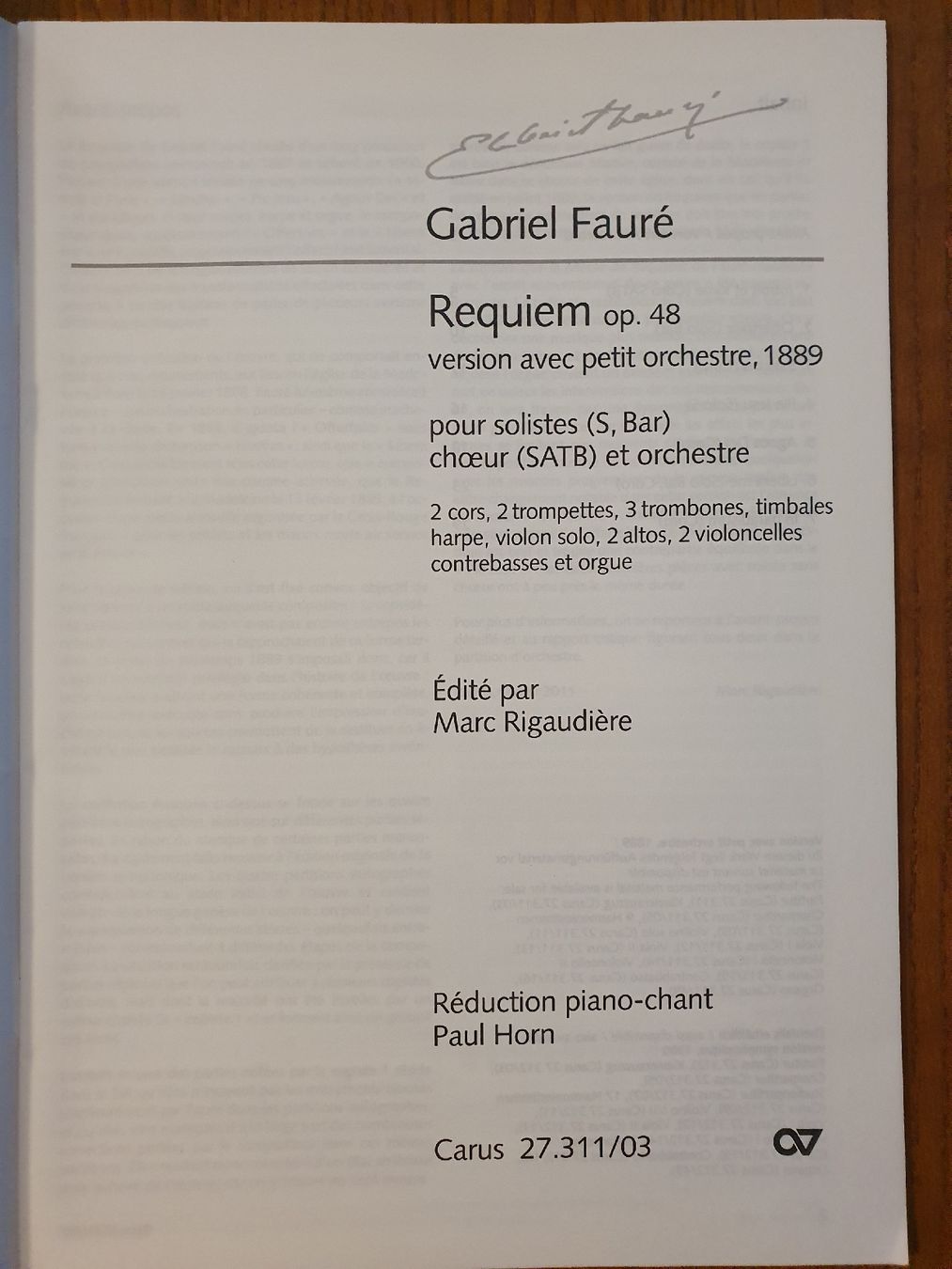 Libri: Gabriel Fauré - Requiem op. 48 - Partitur, neu – Nuovo (secondo la descrizione) da Zürich venduto da Philotimo 1