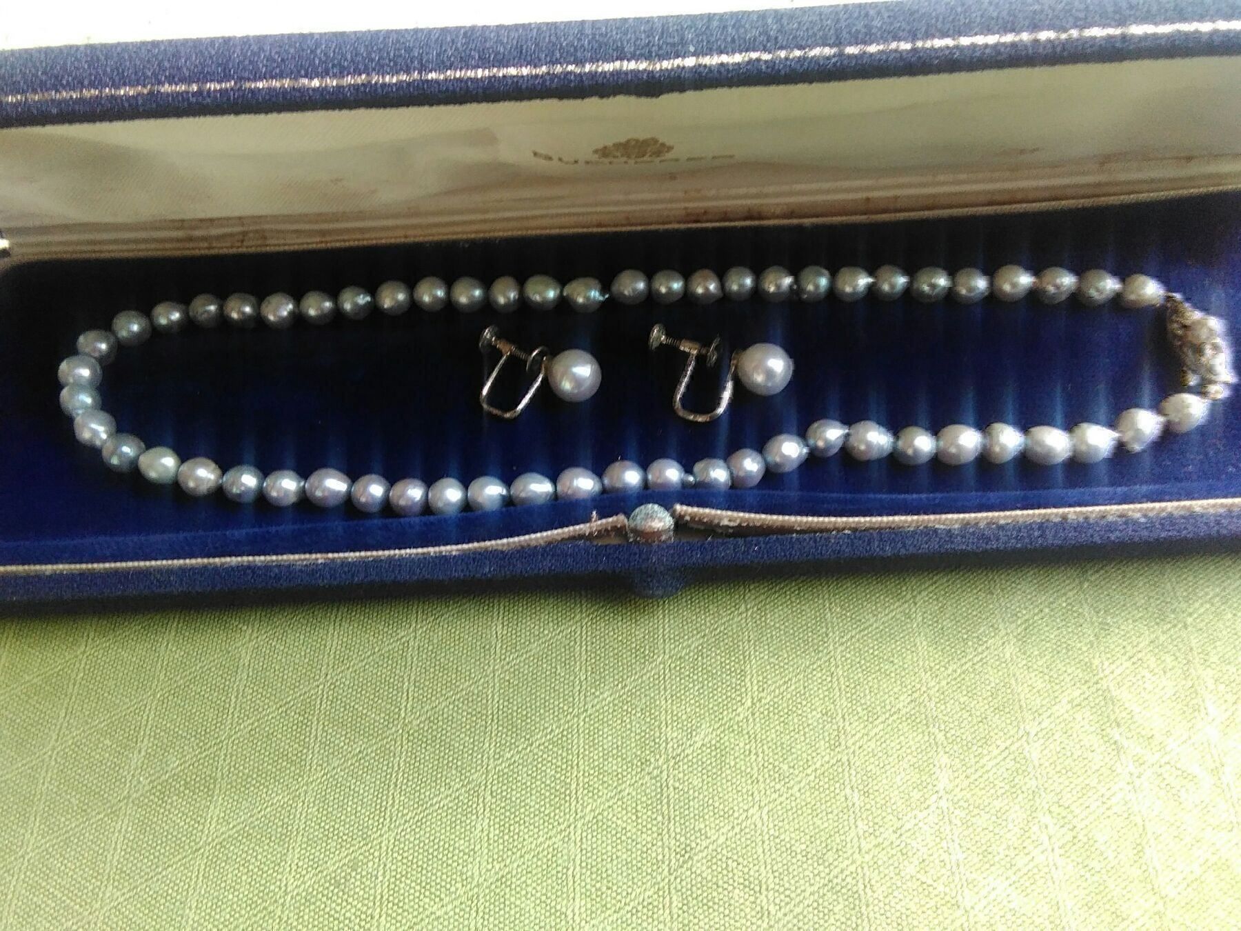 Perle (finte): Perlen-Collier mit Ohrringe, 950 Silber – Usato da Neuenhof venduto da elRey123