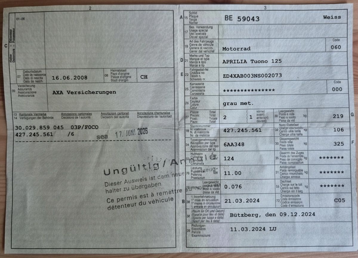 Aprilia Strada: Aprilia Tuono 125 ABS ab Mfk – Usato da Attiswil venduto da Marmotta73 8