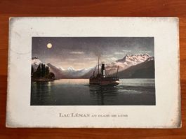 Postkarte Lac Leman mit Vollmond 1908 Litho (P263)