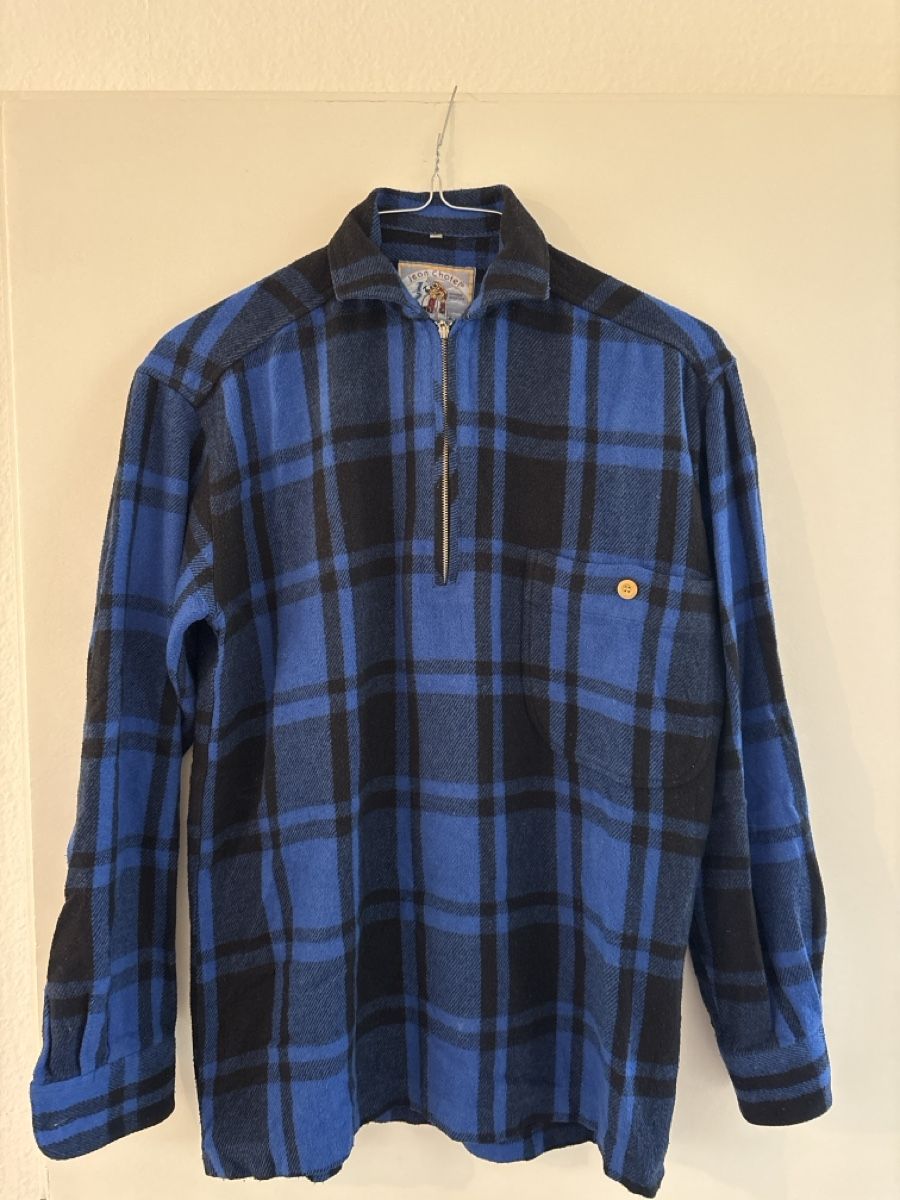 Camicie: Jean Chatel Shirt Blue Black Plaid Zip Up Pullover – Usato da Zürich venduto da Edo_mch