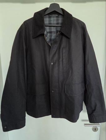 Men's Black Cotton Jacket with Corduroy Collar Size XL