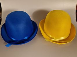 2 Partyhüte, gelb blau, Neu