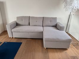 Ecksofa mit Bettfunktion und Stauraum grau gebraucht
