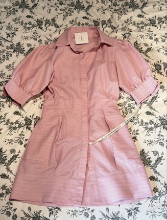 Brand New Vita Grace Puff Sleeve Shirt Dress Baby Pink