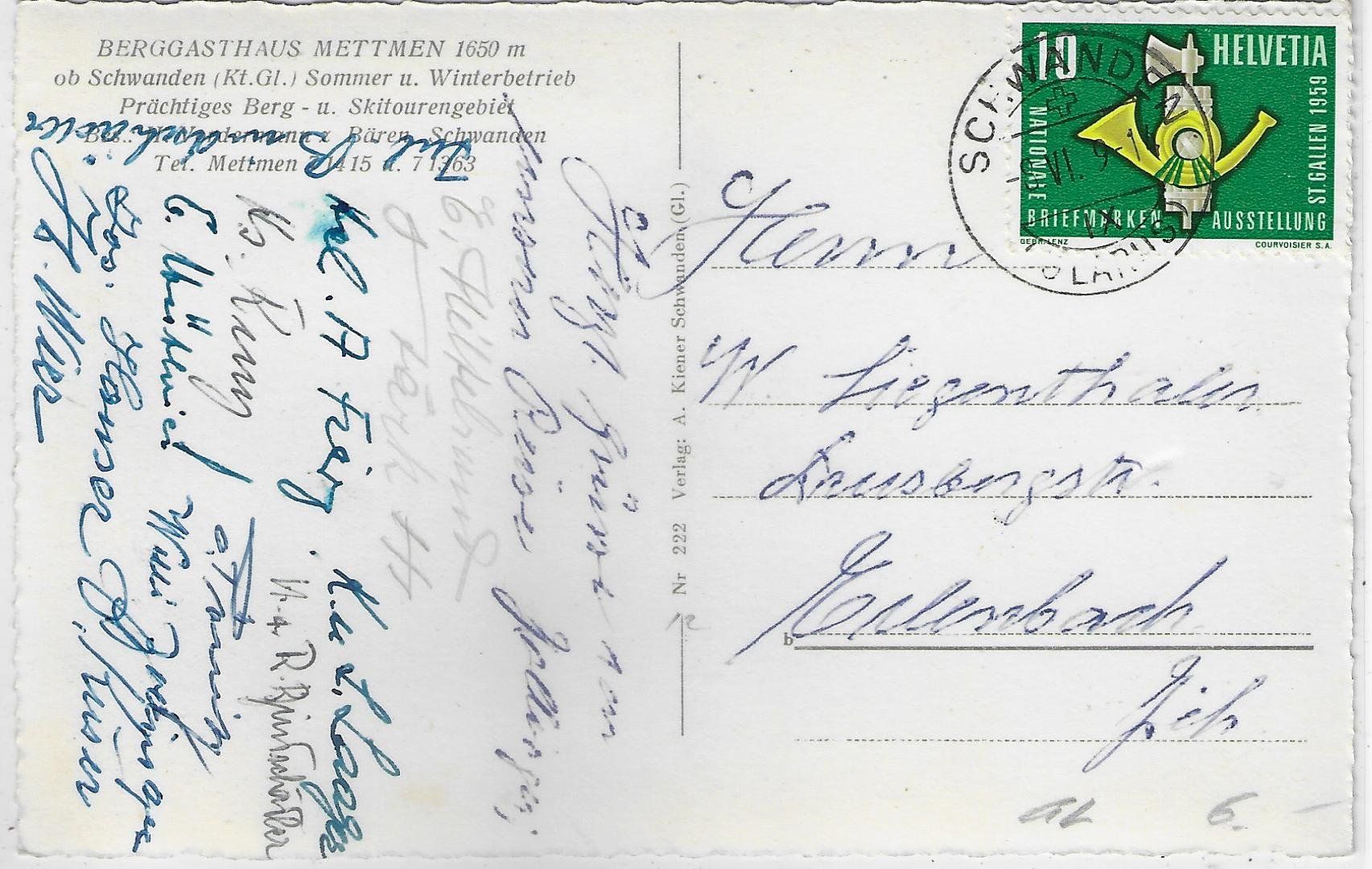 Cartoline postali: Schwanden - Berggasthaus Mettmen – Usato da Ettingen venduto da Kartenplanet 1