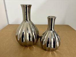 2er Set Deko Vasen, Silber Design