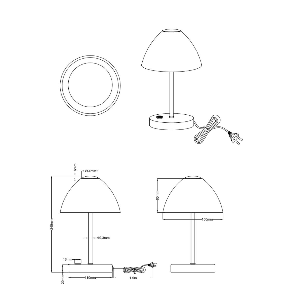 Lampade: LED Tischleuchte, Dimmer, 24 cm Höhe – Nuovo (secondo la descrizione) da Kreuzlingen venduto da Smart-Light 1