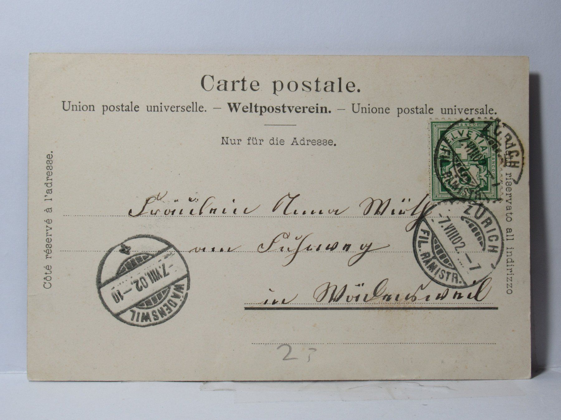 Ansichtskarten: Zürich - Waldhaus Dolder , Bergbahn 1902 – Gebraucht aus Grenchen von Bluemchen1900 1