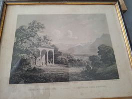 Alte Grafik, Kapelle bei Sempach, gerahmt, antik.