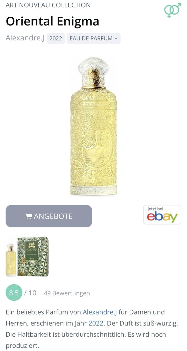 Profumi & Eau de Toilette: ORIENTAL ENIGMA VON ALEXANDRE J – Usato da Kölliken venduto da deleina 2