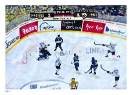 Fribourg-Gottéron Eishockey Meister Moderne Kunst Jubel Goal