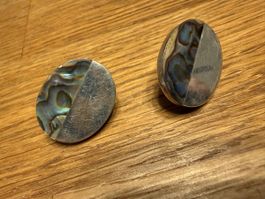 Vintage Ohrstecker, 925er Silber & Abalone Muschel