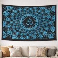 Tagesdecke Dekotuch Batik Om Baumwolle Wandbehang Türkis
