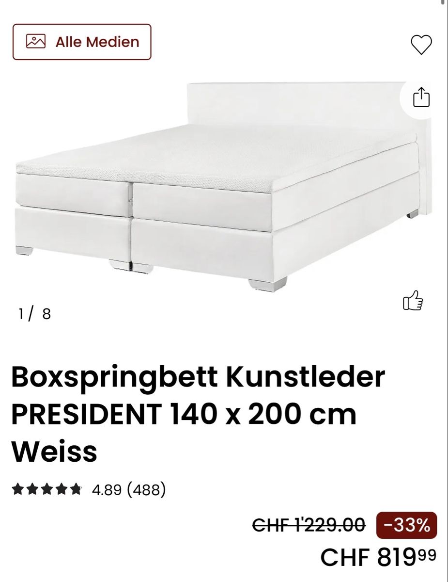 Betten: White Box Spring Bed – Neu (gemäss Beschreibung) aus Boll von stellabee 1