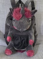 Einhorn Rucksack, Kuscheltier Rucksack, Grau/Rosa