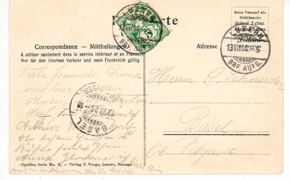 Ansichtskarten: Luzern  1904 – Gebraucht aus Wolhusen von Curver9 1