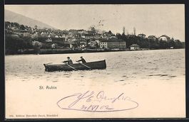 St. Aubin, Blick zum Ort mit Ruderboot