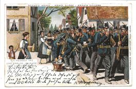 Militär - CH-Armée - Ein heisser Tag - Abkühlung  Litho 1905