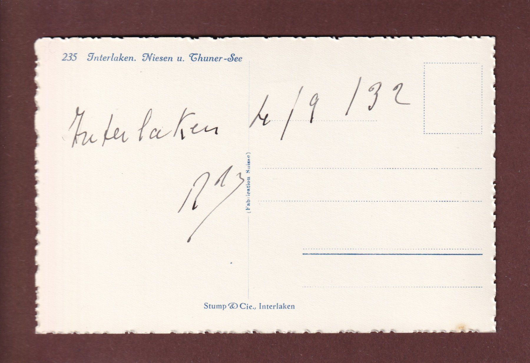 Cartoline postali: INTERLAKEN - Niesen - Thunersee – Usato da Pully venduto da nicecards 1