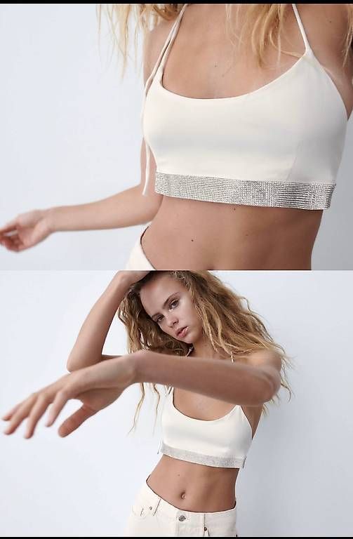 Tops: Zara Top Gr. M - Glitzer / weiss – Gebraucht aus Thun von tat_wg9t 2