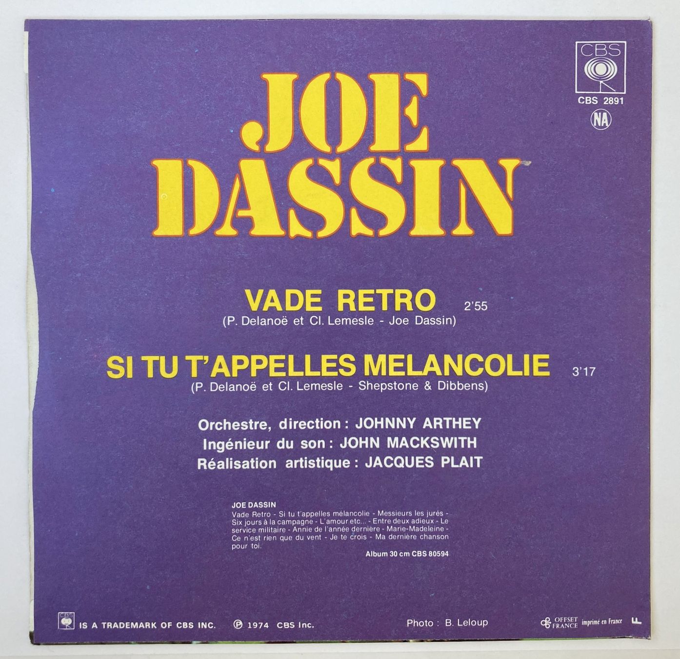 Dischi in vinile: JOE DASSIN - VADE RETRO – Usato da Bottens venduto da hotter-than-hell 1