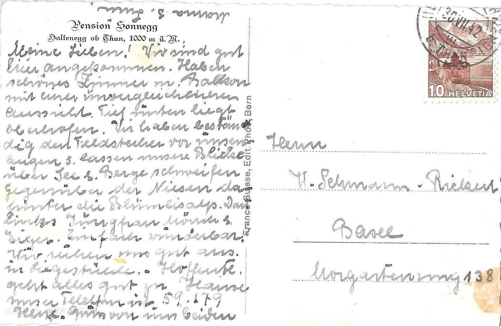 Cartoline postali: Haltenegg ob Thun Fliegeraufnahme – Usato da Olten venduto da clotaldi 1