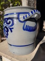 Steingut Topf 10 Liter blau bemalt gebraucht guter Zustand