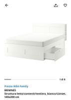 Letto IKEA BRIMNES 140x200 cm con contenitore e testiera