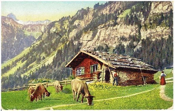 Cartoline postali: Oberrieden, 1916 – Usato da Flims - Dorf venduto da Stagediver