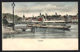 Luzern, Stadtansicht über den See mit d