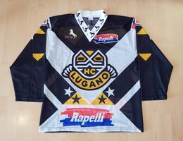 HC Lugano vintage Blacky Trikot, 1992, L, Nr. 2 S. Bertaggia