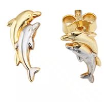 Ohrstecker Delfine 333 Gold bicolor