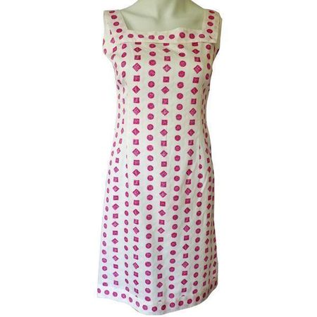 Kleid ärmellos Gr.S reine Baumwolle weiss-rosa VINTAGE 1960s
