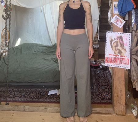 100% Baumwolle cotton on body Hose wide leg baggy