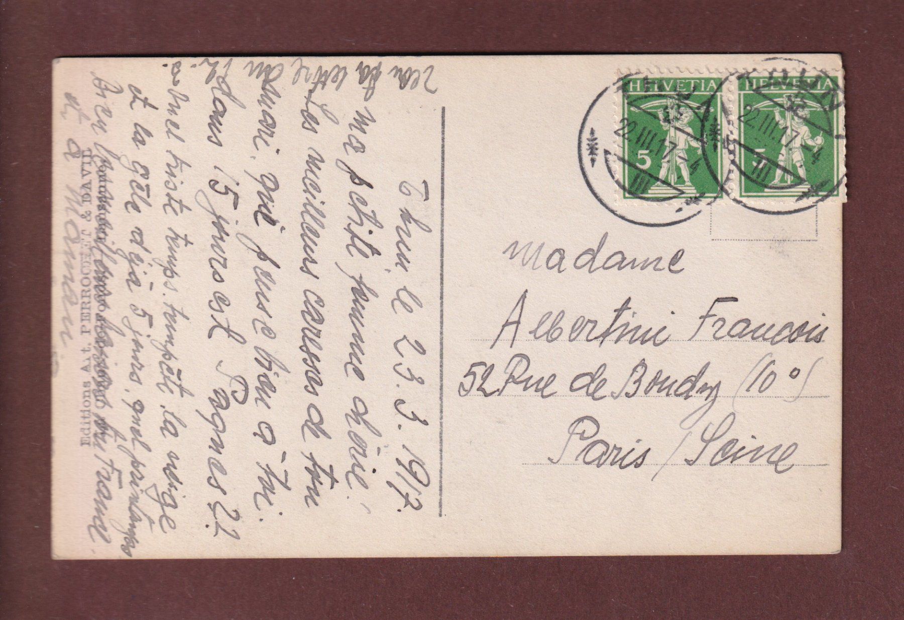 Cartoline postali: THUN - Totalansicht - 1917 – Usato da Pully venduto da nicecards 1