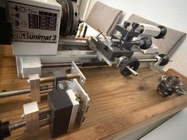 EMCO Unimat 3 Drehbank mit original Arbeitspult & Zubehör